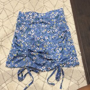 SHEIN Blue Floral Skirt with Drawstring
